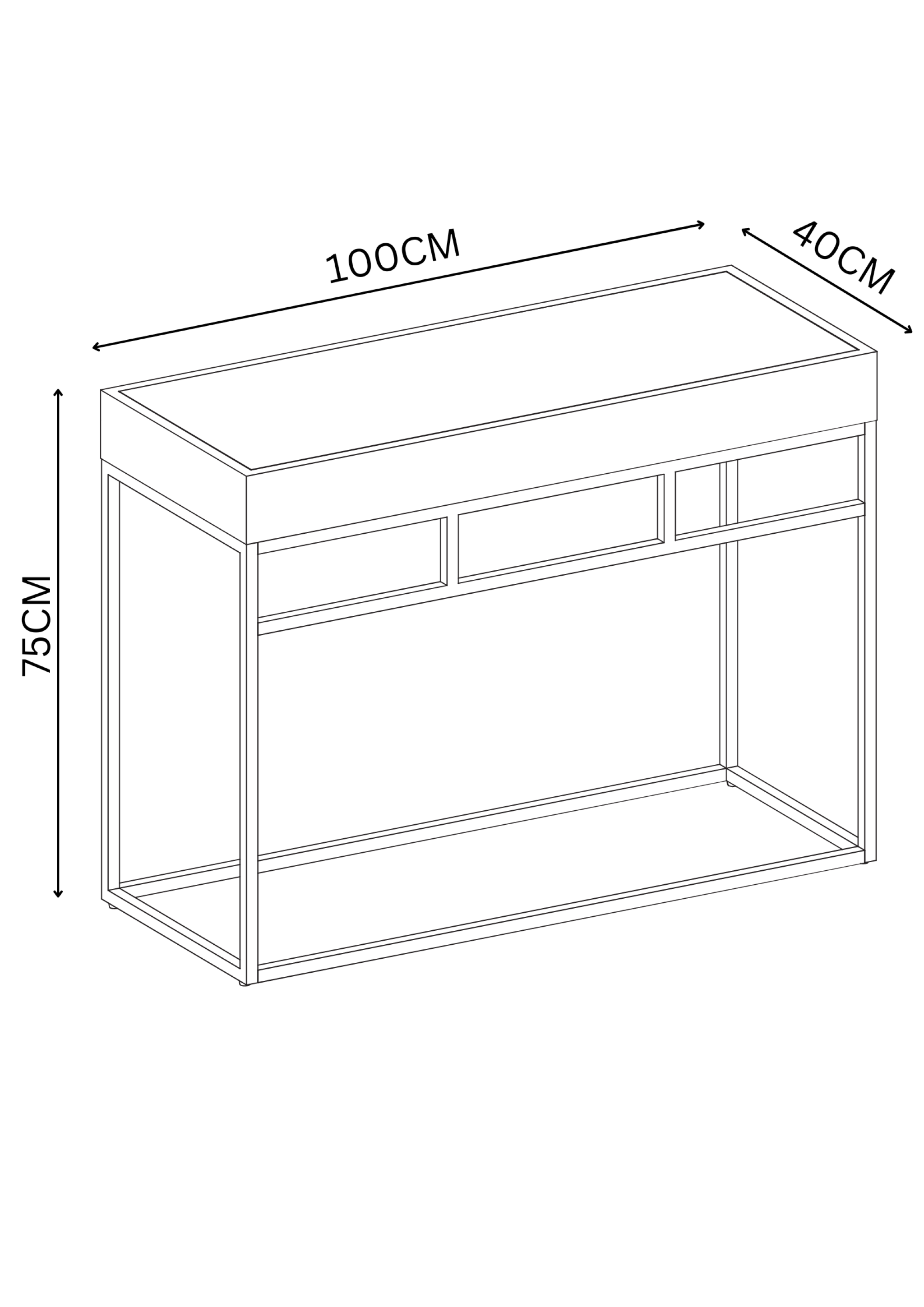 Ebony Black Glass Console Table